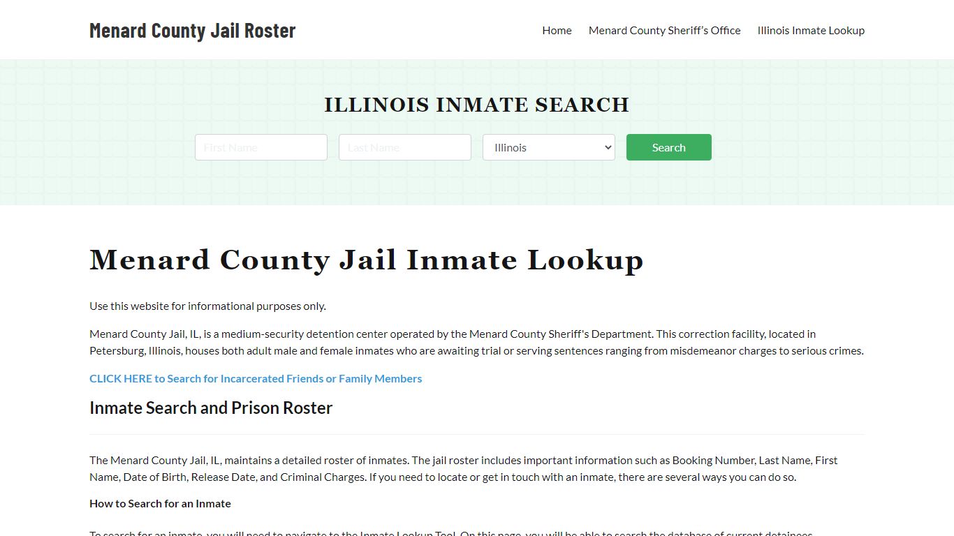 Menard County Jail Roster Lookup, IL, Inmate Search