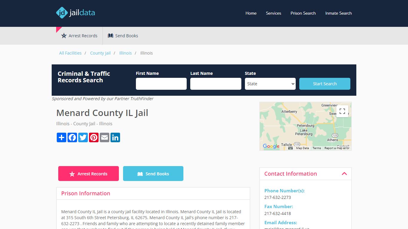 Menard County IL Jail Inmate Search and Prisoner Info - Petersburg, IL